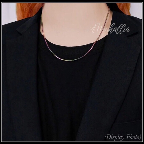 New titanium rainbow steel herringbone snake chain rope choker omega necklace - Picture 4 of 4